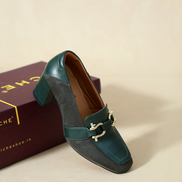 NICHE Women Green Suede Block Heels