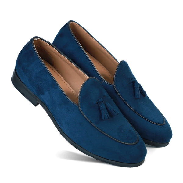 NICHE Blue Suede Tassel Loafers - Main Image
