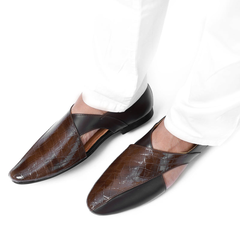 Niche Brown Croc Designer Sandals