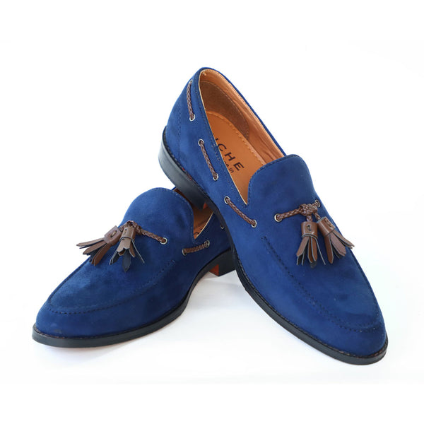 Blue Suede Tassel Loafers