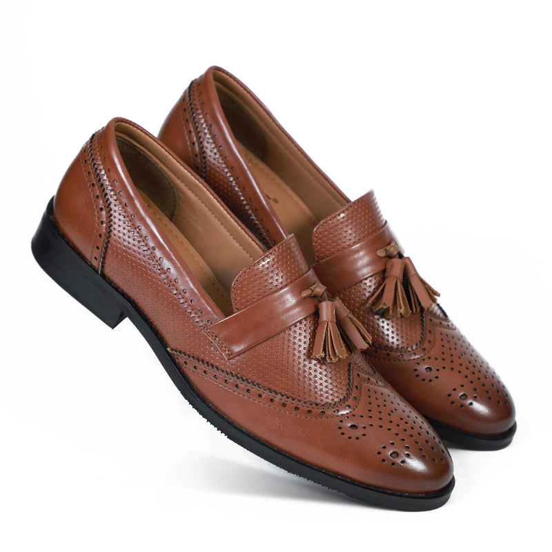 NICHE Brown Semi Brogue Tassel Loafer