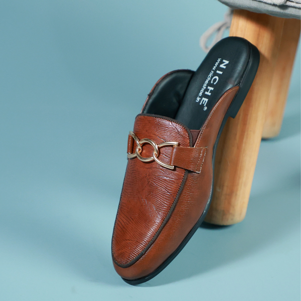 NICHE Tan Brown Designer Horsebit Mule