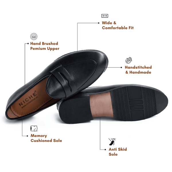 NICHE Elegant Black Penny Loafers