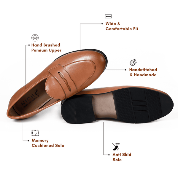 NICHE Elegant Tan Penny Loafers