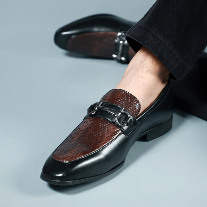 NICHE Black Wine Dual Tone Braided Horsebit Loafers