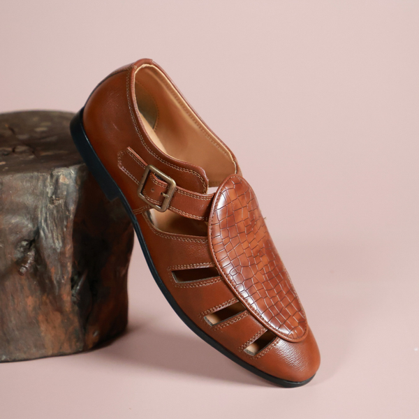 NICHE Tan Croco Maharaja Peshawari Sandal
