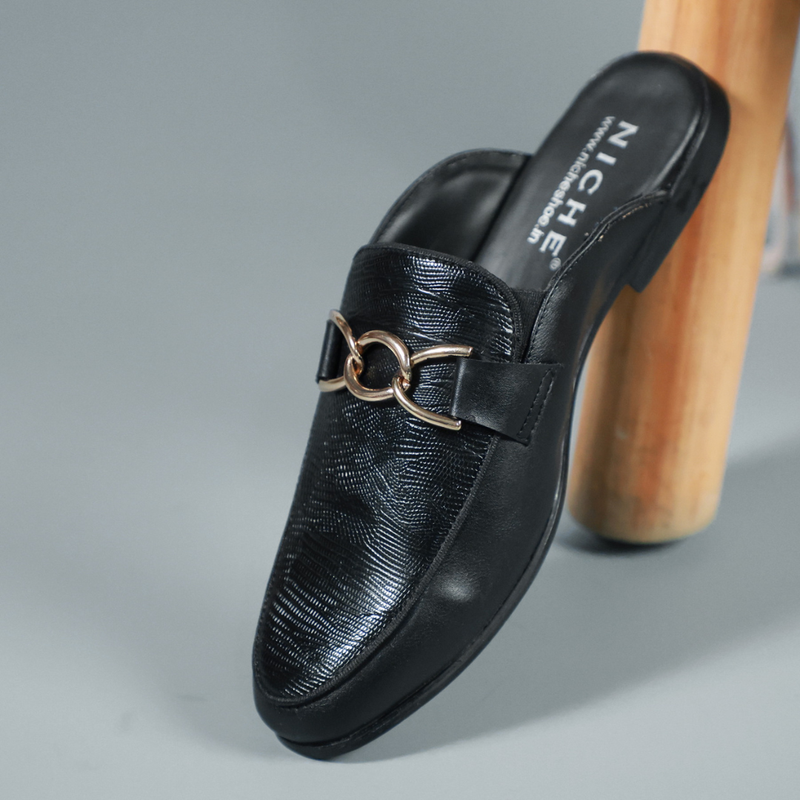 NICHE Black Designer Horsebit Mule
