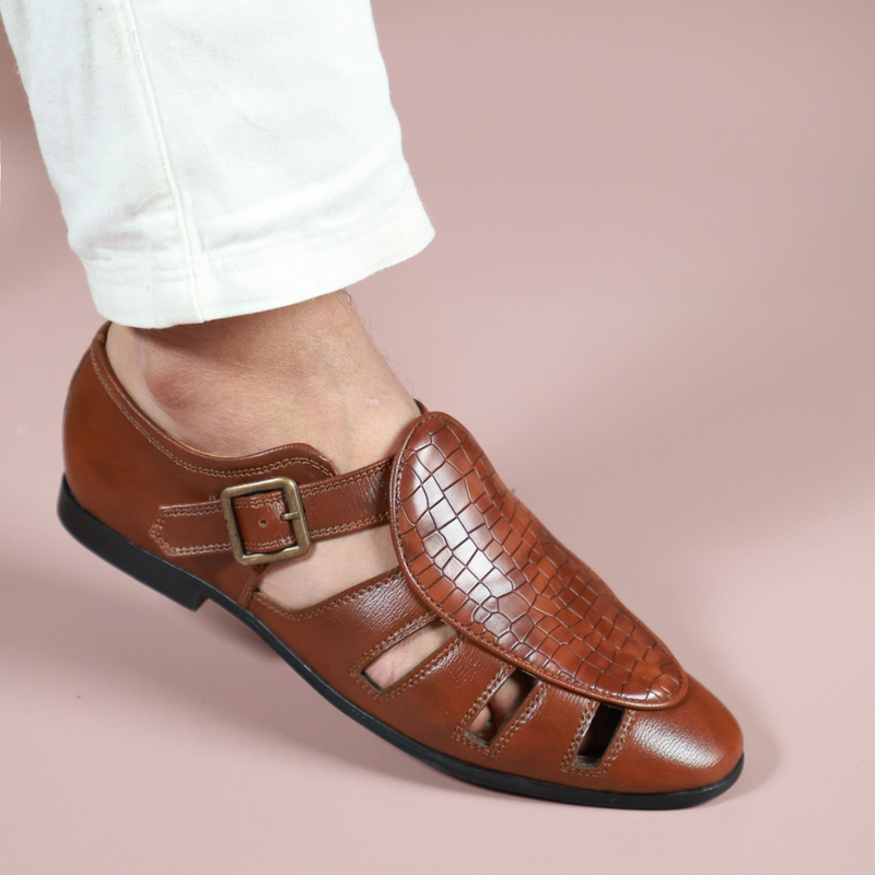 NICHE Tan Croco Maharaja Peshawari Sandal
