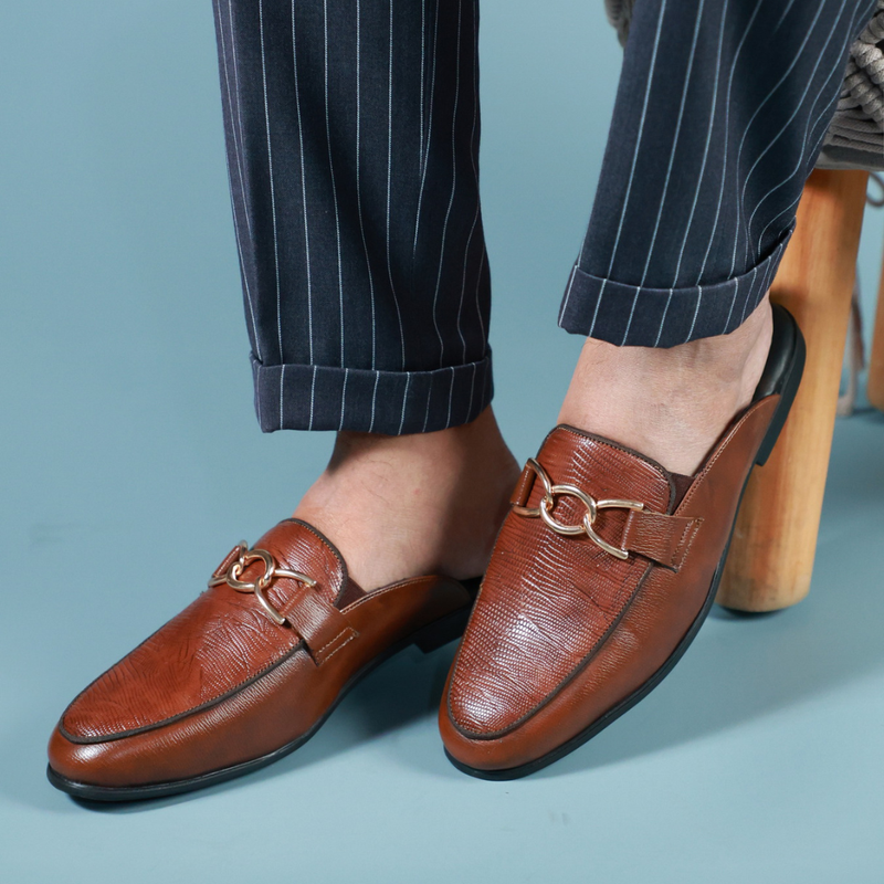 NICHE Tan Brown Designer Horsebit Mule