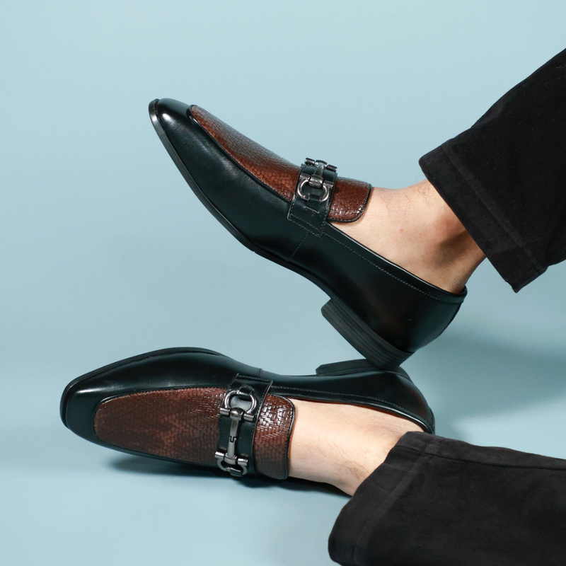 NICHE Black Wine Dual Tone Braided Horsebit Loafers