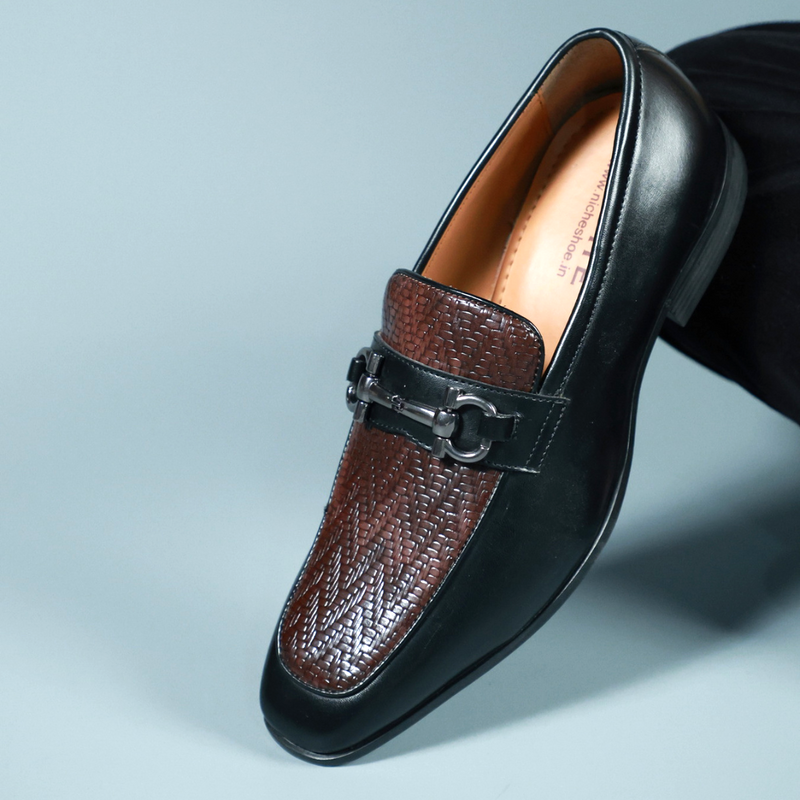 NICHE Black Wine Dual Tone Braided Horsebit Loafers