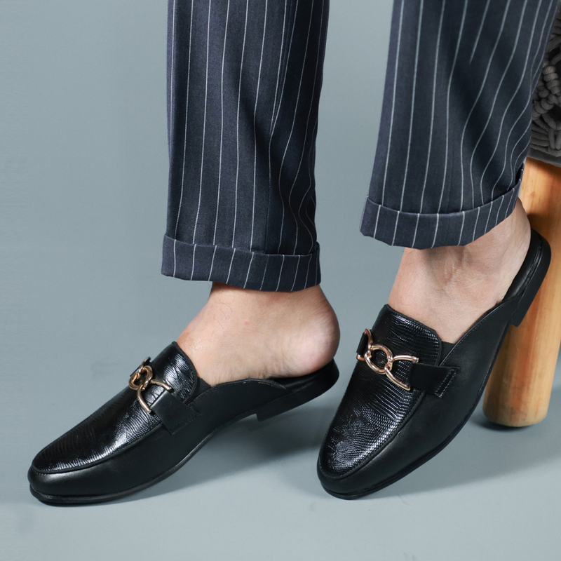 NICHE Black Designer Horsebit Mule