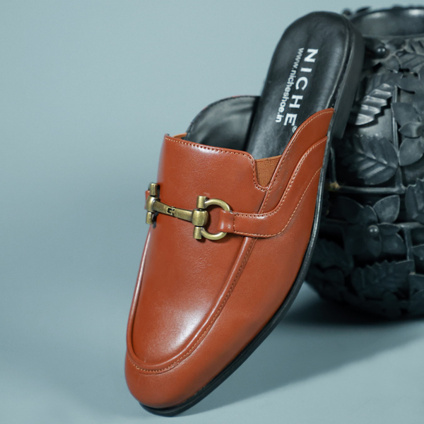 NICHE Tan Brown Comfy Horsebit Mule