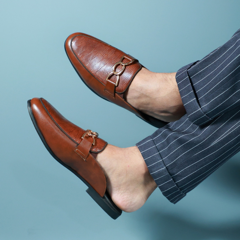 NICHE Tan Brown Designer Horsebit Mule