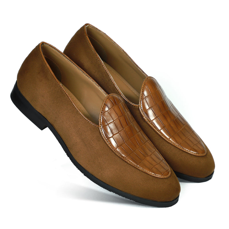 NICHE Zemba Tan Suede Croco Loafers