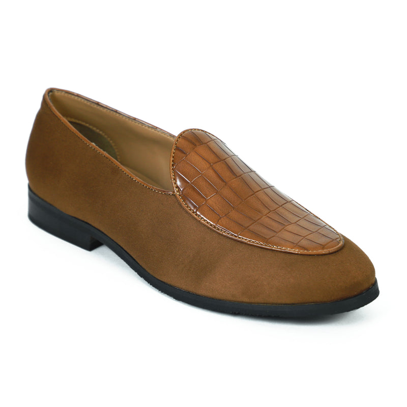 NICHE Zemba Tan Suede Croco Loafers