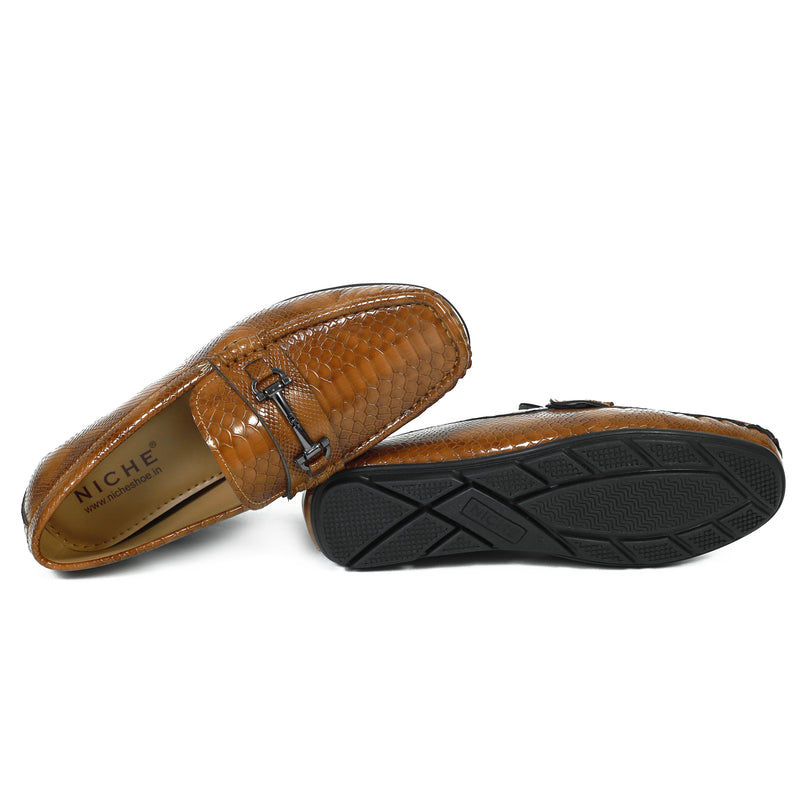 NICHE Tan Marvel Croco  Moccasin - Drving loafer