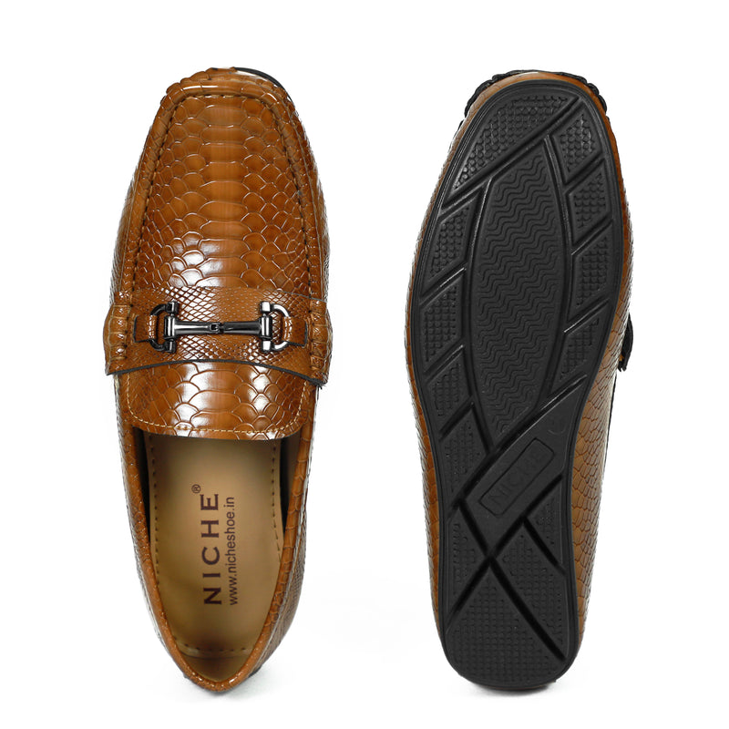 NICHE Tan Marvel Croco  Moccasin - Drving loafer