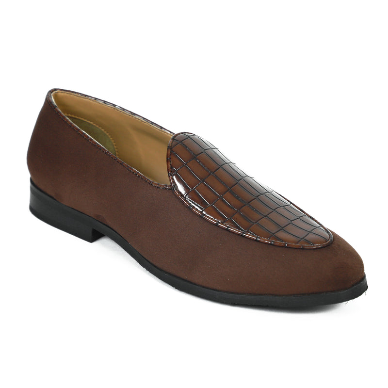 NICHE Zemba Brown Suede Croco Loafers