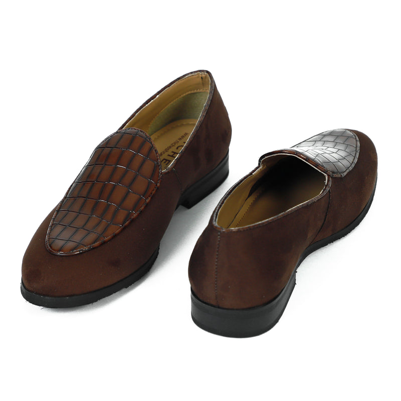 NICHE Zemba Brown Suede Croco Loafers