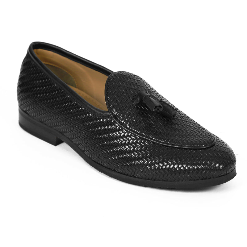 NICHE Black Braided Tassel Loafers