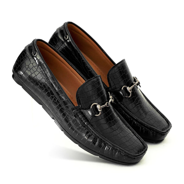 NICHE Black Marvel Croco  Moccasin - Drving loafer