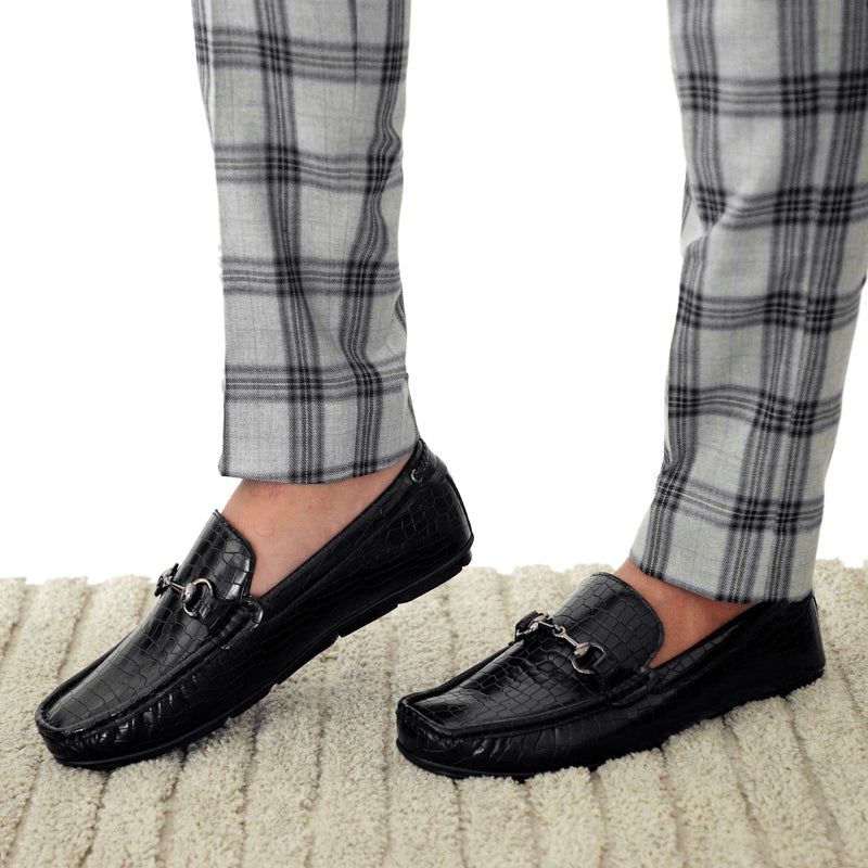 NICHE Black Marvel Croco  Moccasin - Drving loafer