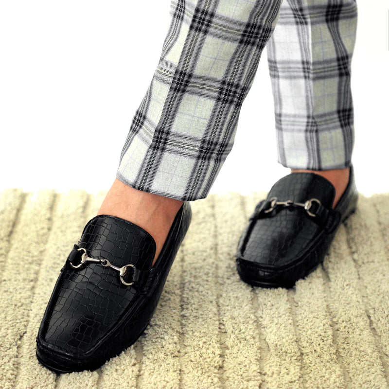 NICHE Black Marvel Croco  Moccasin - Drving loafer