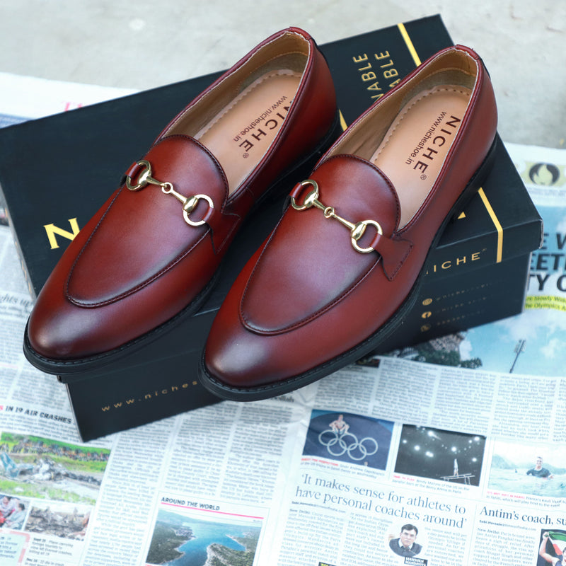 NICHE Cherry Brown Horsebit Loafers