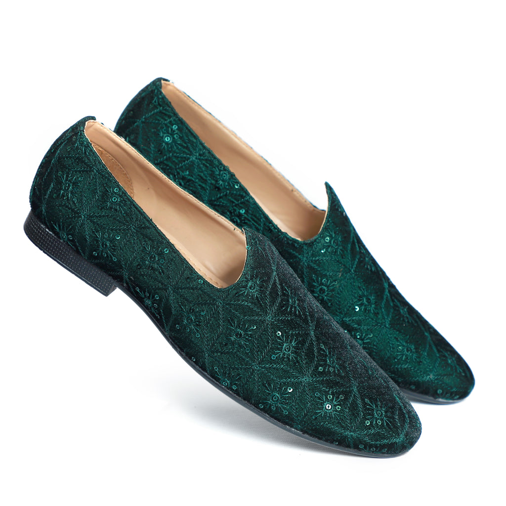 Green on sale spiked loafers