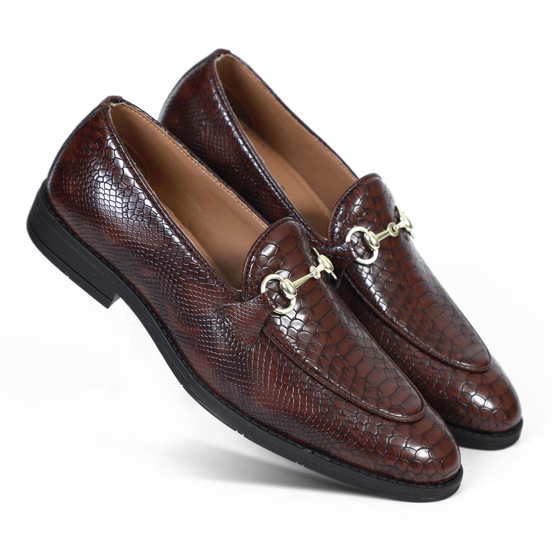 NICHE Cherry Python Print Horsebit Loafers