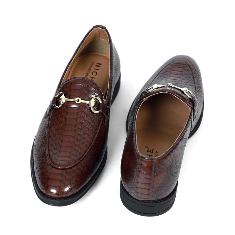 NICHE Cherry Python Print Horsebit Loafers