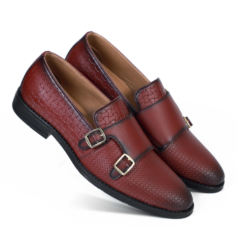 NICHE Cherry Brown Roman Double Monk Slip-Ons