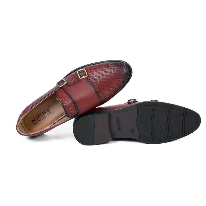 NICHE Cherry Brown Roman Double Monk Slip-Ons