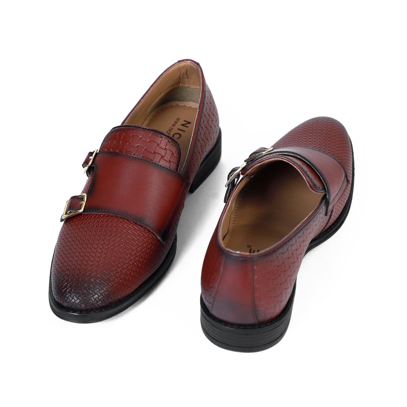 NICHE Cherry Brown Roman Double Monk Slip-Ons