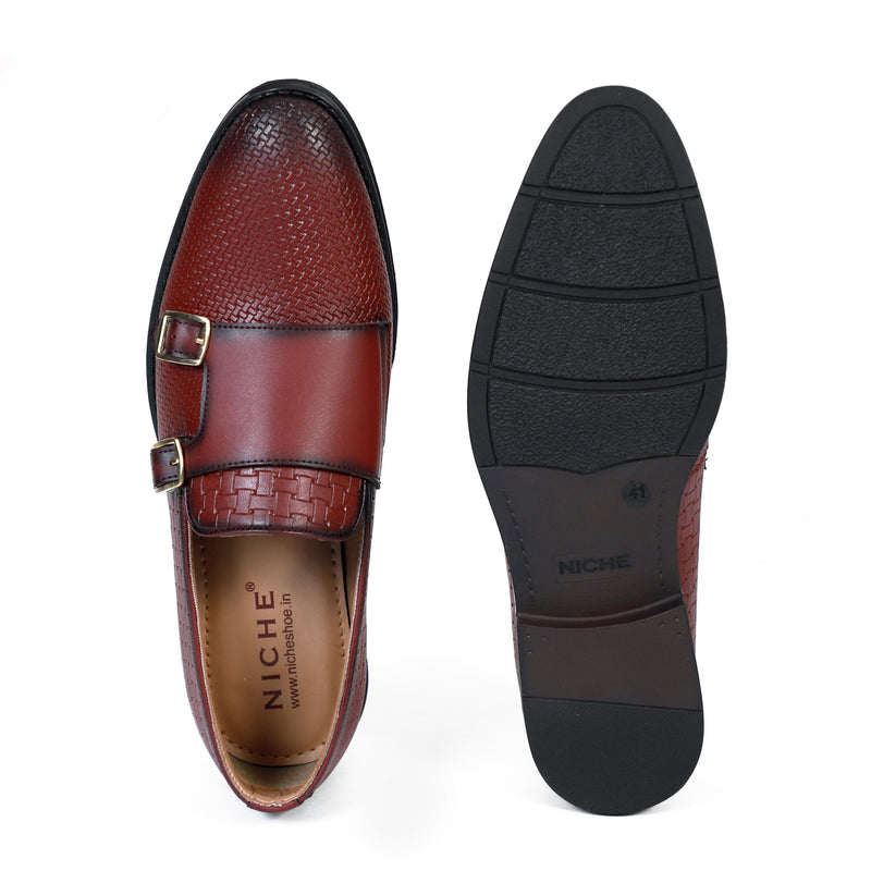 NICHE Cherry Brown Roman Double Monk Slip-Ons