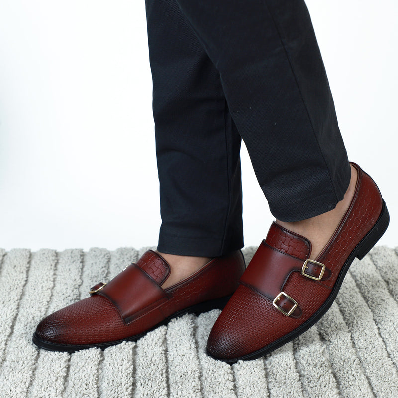 NICHE Cherry Brown Roman Double Monk Slip-Ons