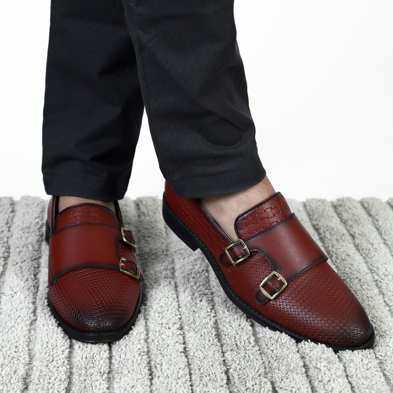 NICHE Cherry Brown Roman Double Monk Slip-Ons