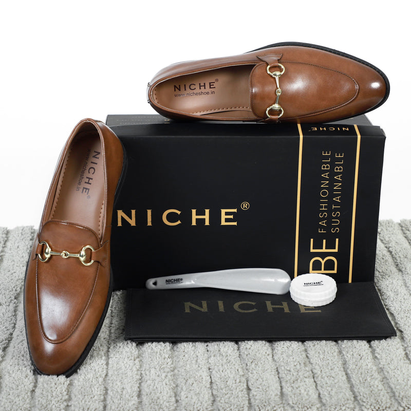 NICHE Tan Horsebit Loafers