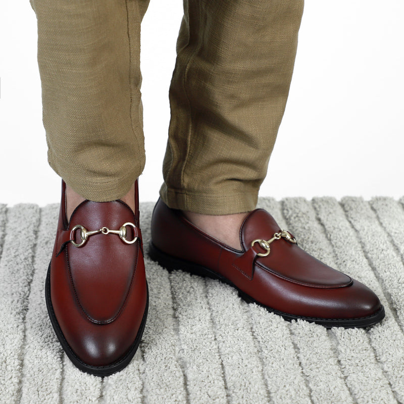 NICHE Cherry Brown Horsebit Loafers