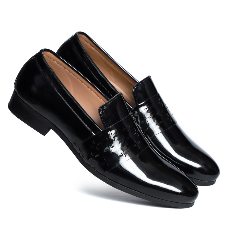 NICHE Black Patent Designer Vamp Loafers