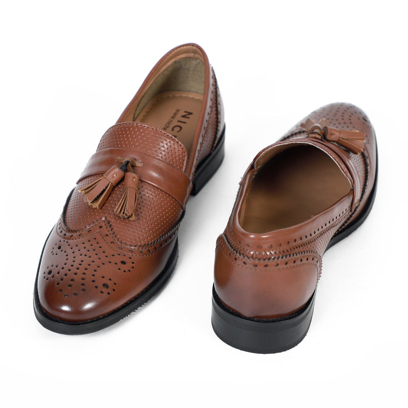 NICHE Brown Semi Brogue Tassel Loafer