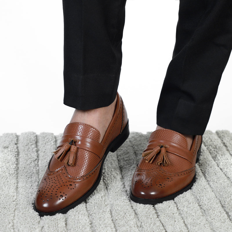 NICHE Brown Semi Brogue Tassel Loafer