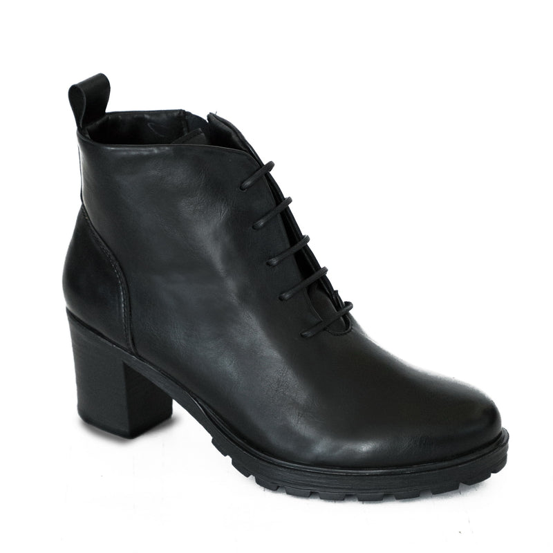 NICHE Women Block Heel Zip-Up Boots (Black)