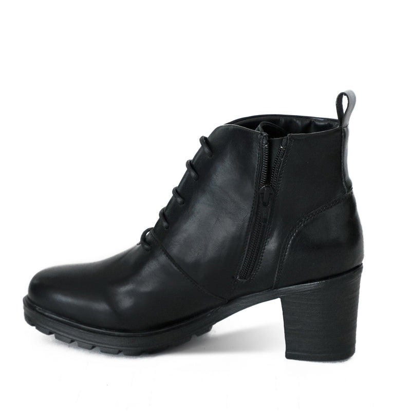 NICHE Women Block Heel Zip-Up Boots (Black)