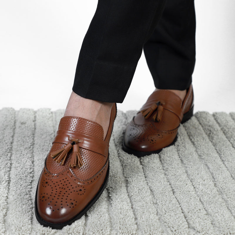 NICHE Brown Semi Brogue Tassel Loafer