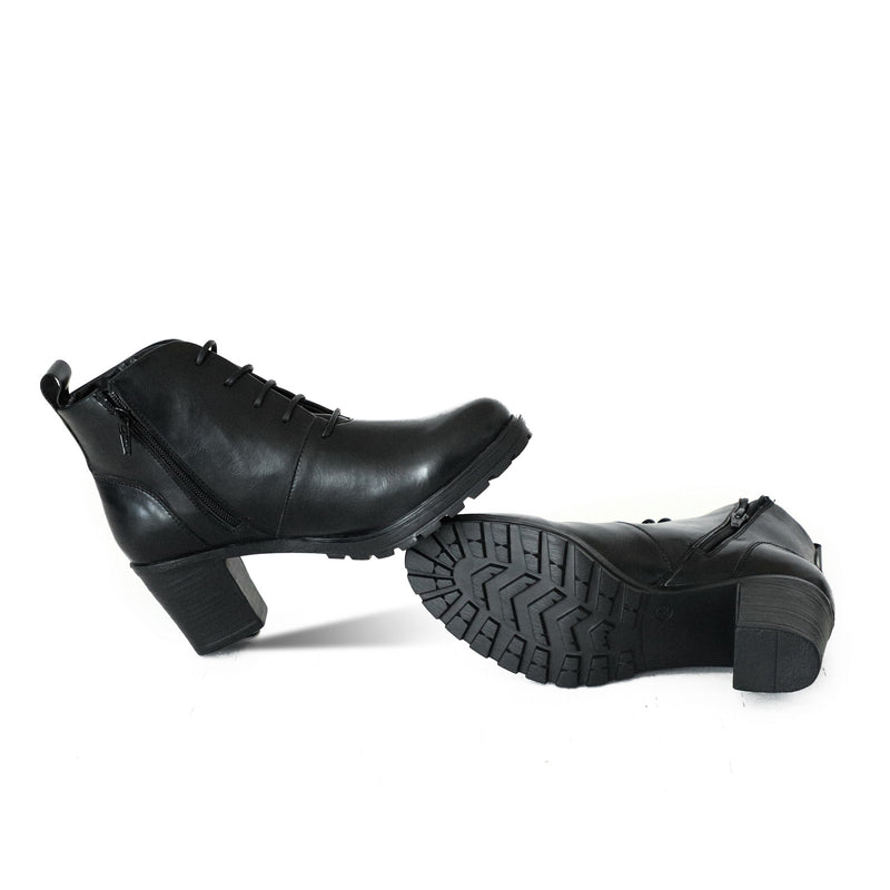 NICHE Women Block Heel Zip-Up Boots (Black)
