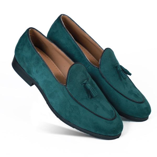 NICHE Green Suede Tassel Loafers