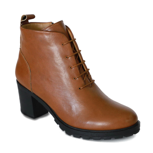NICHE Women Block Heel Zip-Up Boots (Brown)