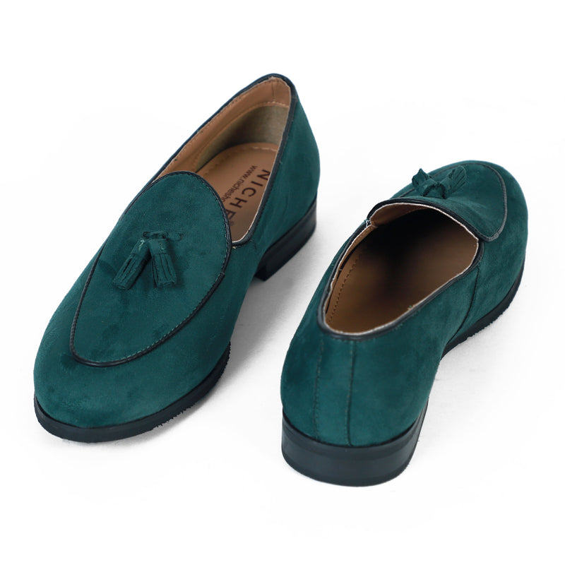 NICHE Green Suede Tassel Loafers